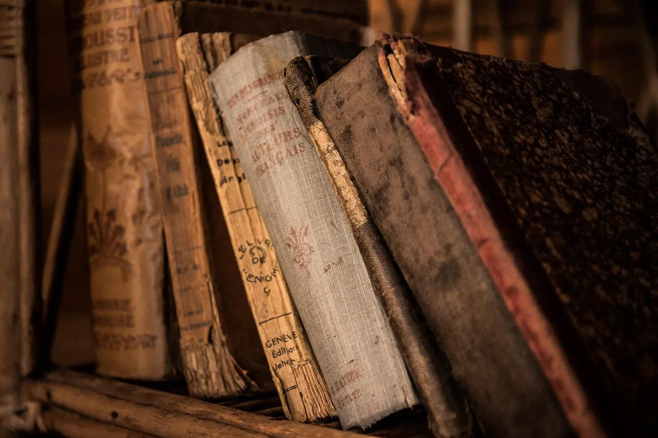 Old books, classic literature on a shelf