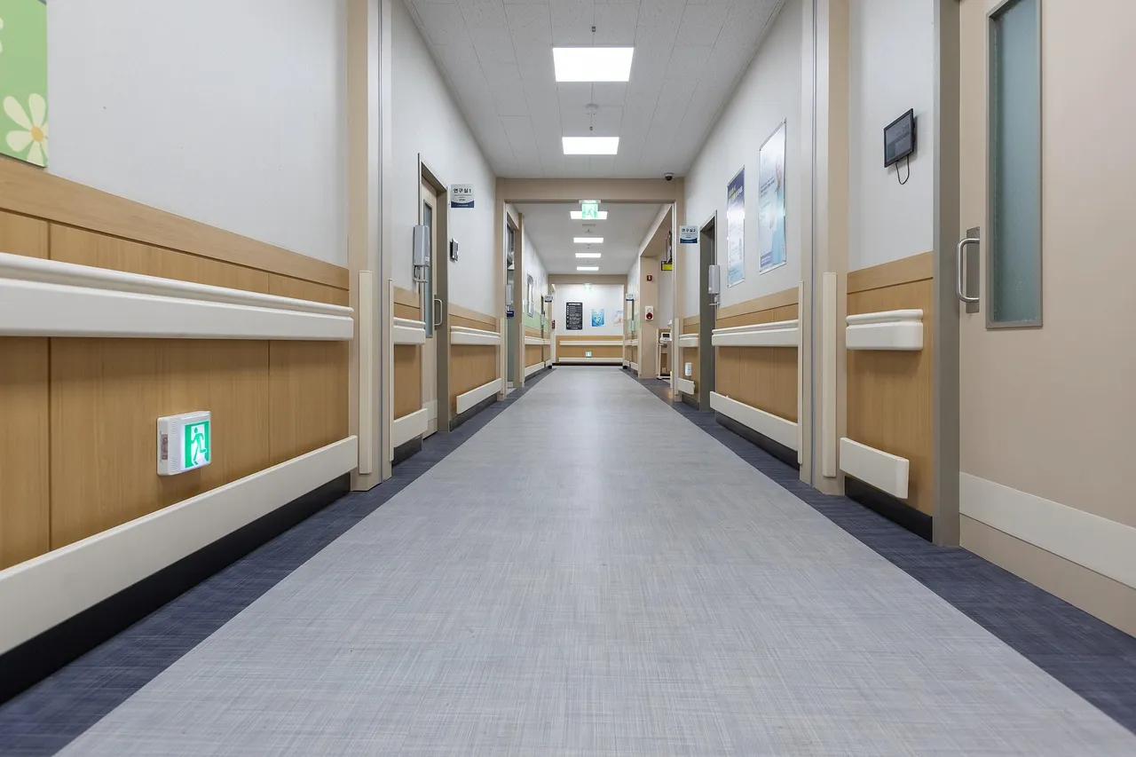 An empty hospital corridor