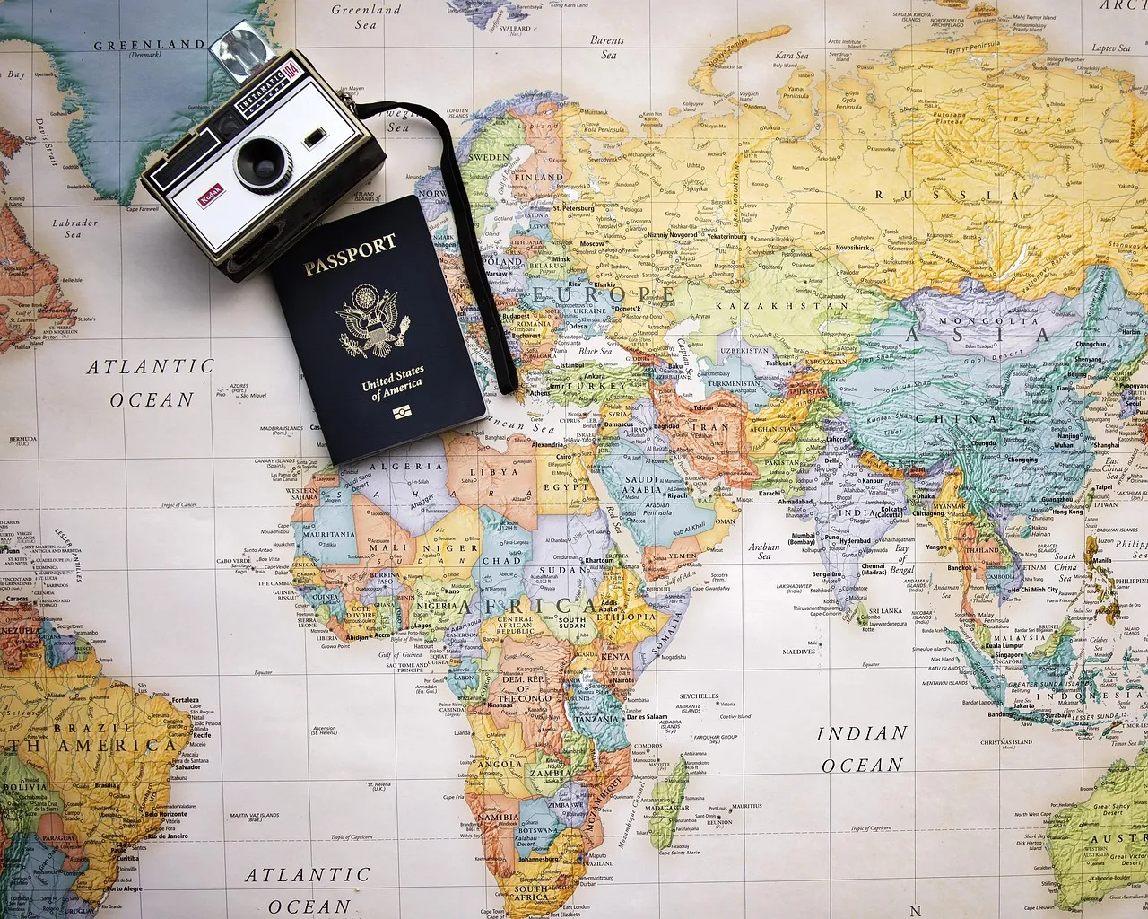Passport and documents on a desk