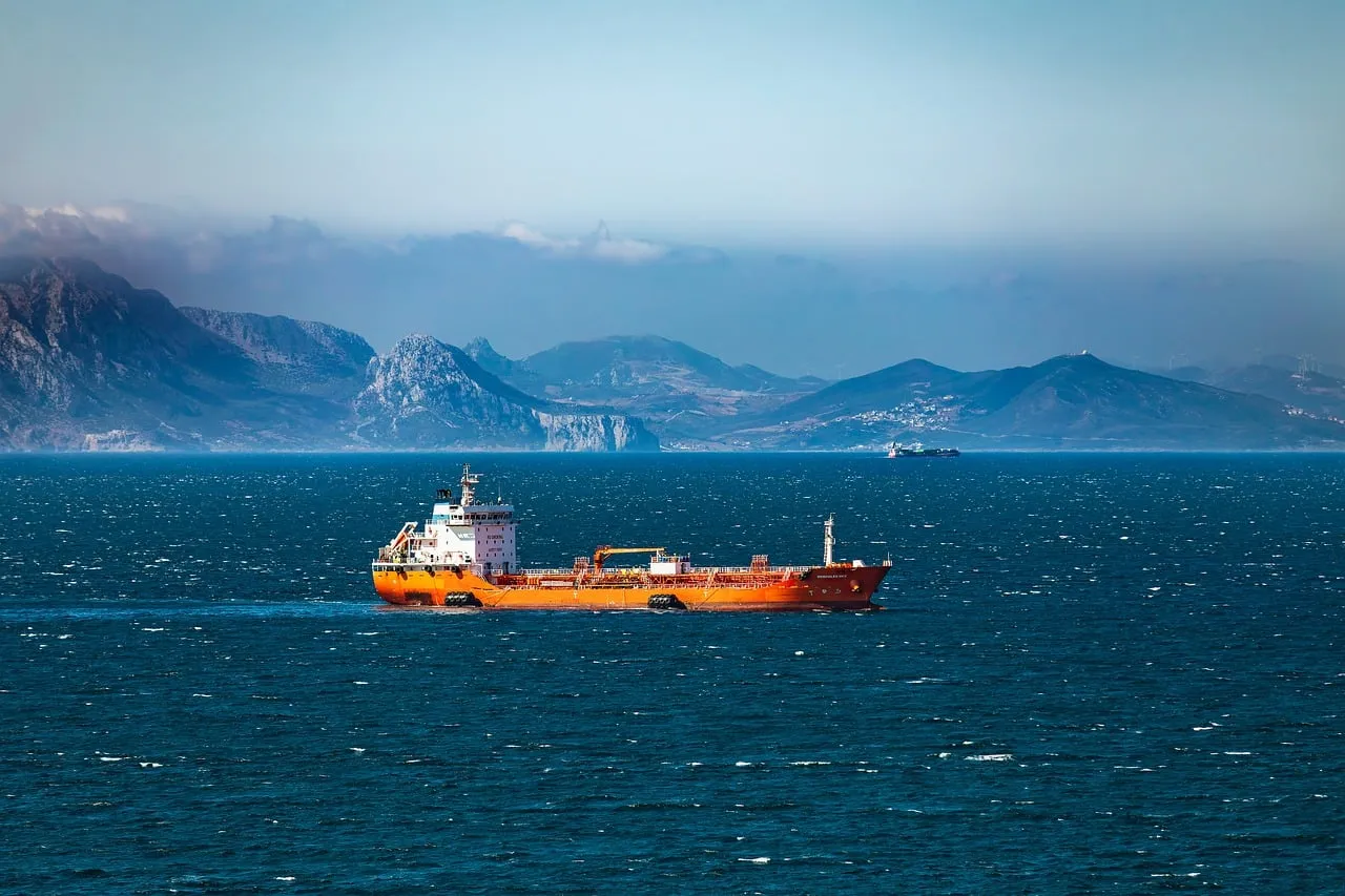 An oil tanker at sea