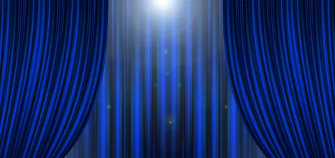 Scena teatralna z kurtyną i reflektorem