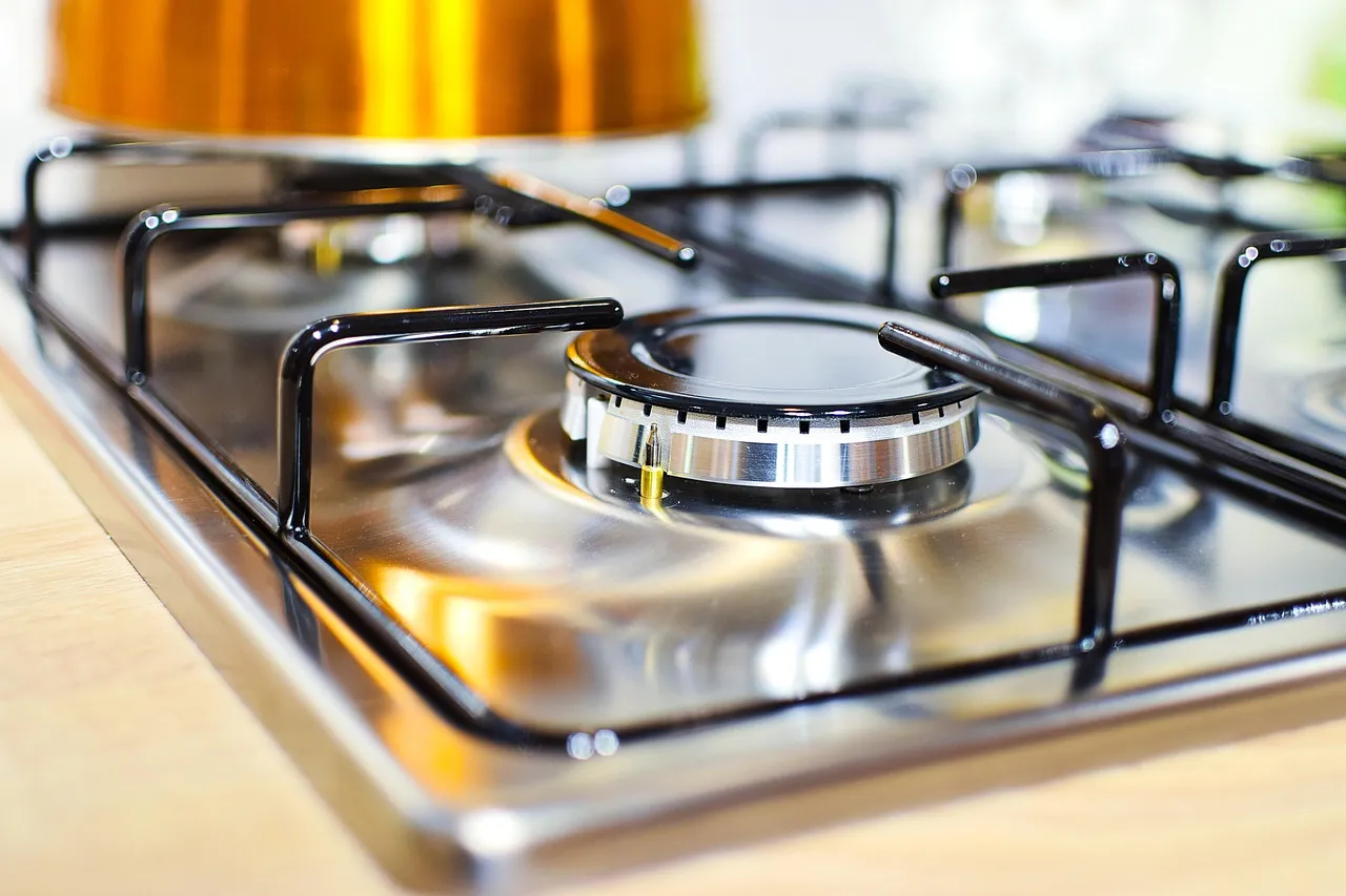 A gas hob in a kitchen