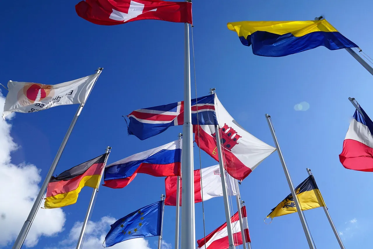 Polish and Ukrainian flags side by side