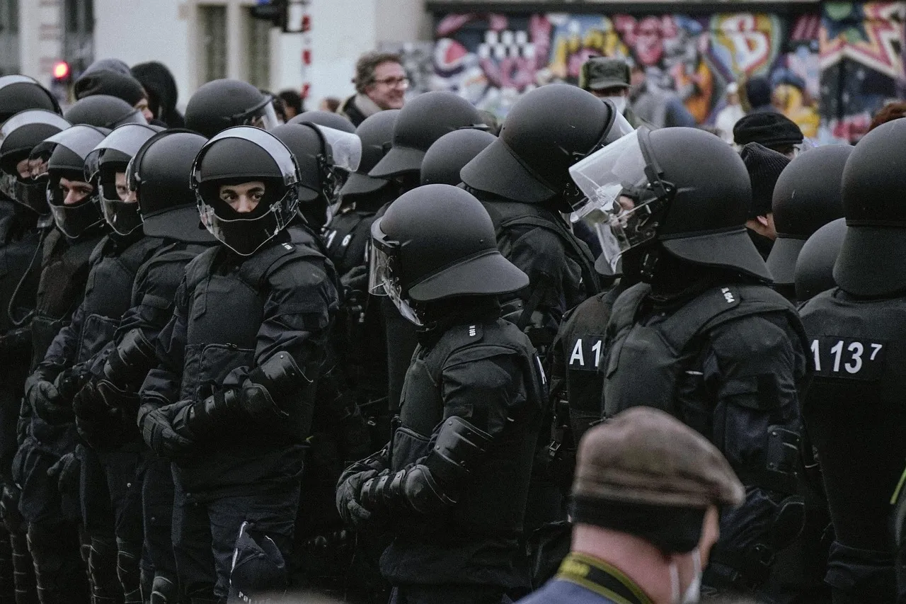 Police officers at a street demonstration