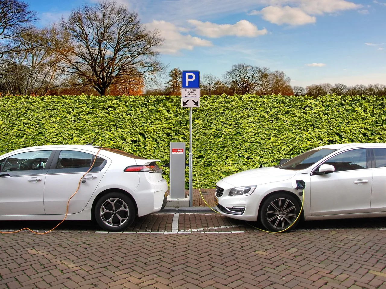 Electric vehicle charging points in an office car park
