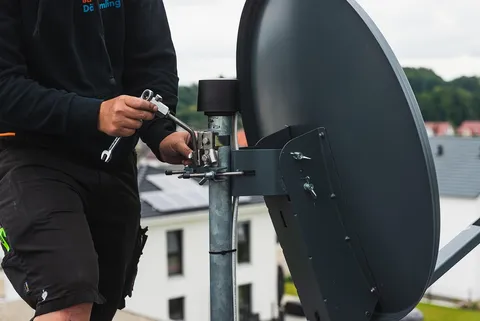 Antena satelitarna na tle nieba