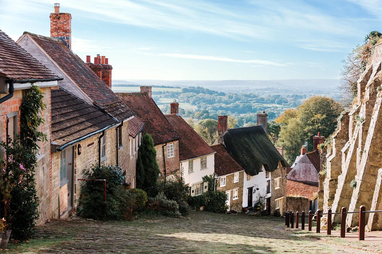 A row of houses in a British town