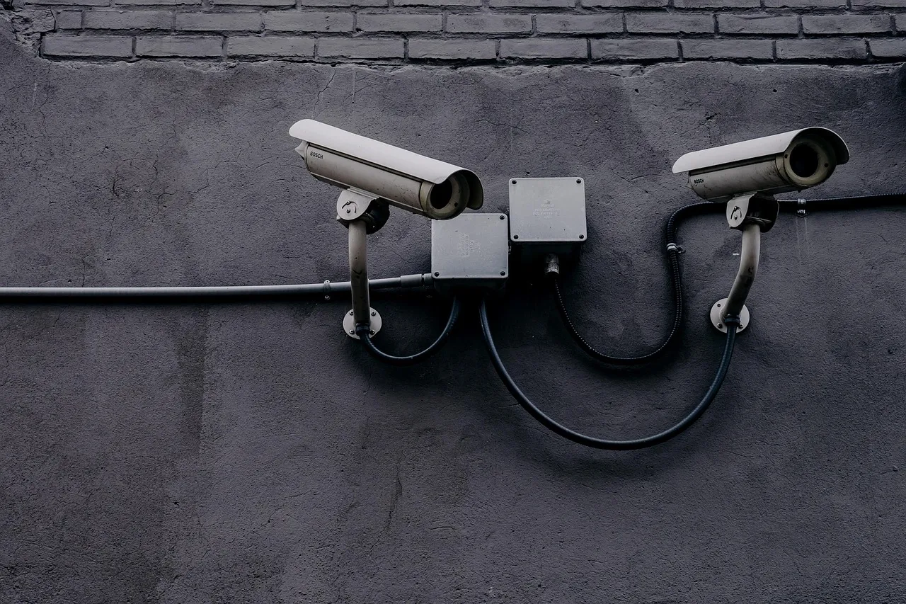 A surveillance camera in a public space