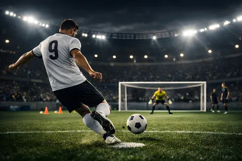 Stadion piłkarski wypełniony kibicami podczas wieczornego meczu