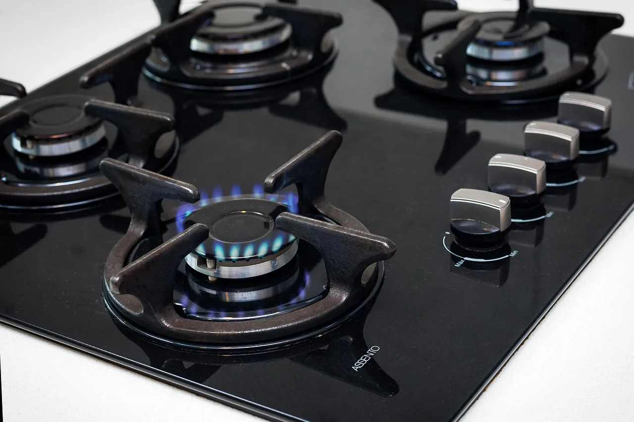 Flame on a gas hob
