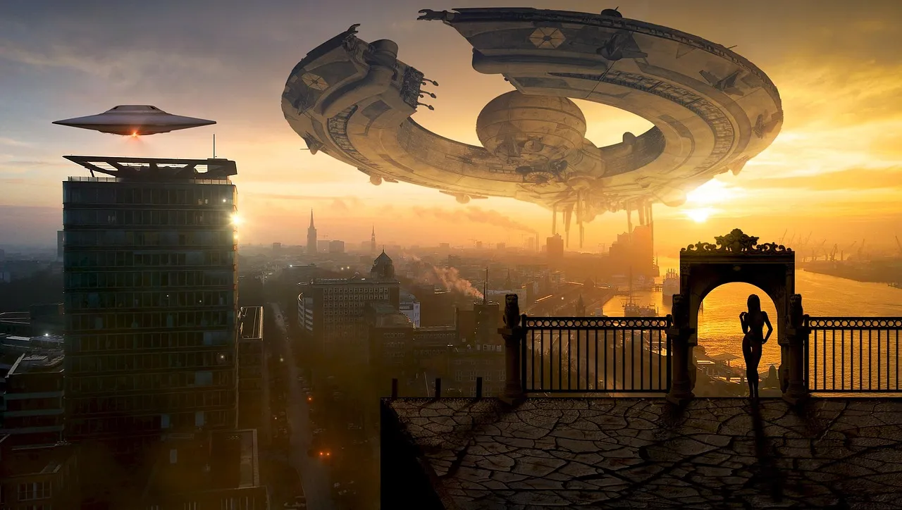 Ilustracyjne ujęcie statku kosmicznego w klimacie science fiction